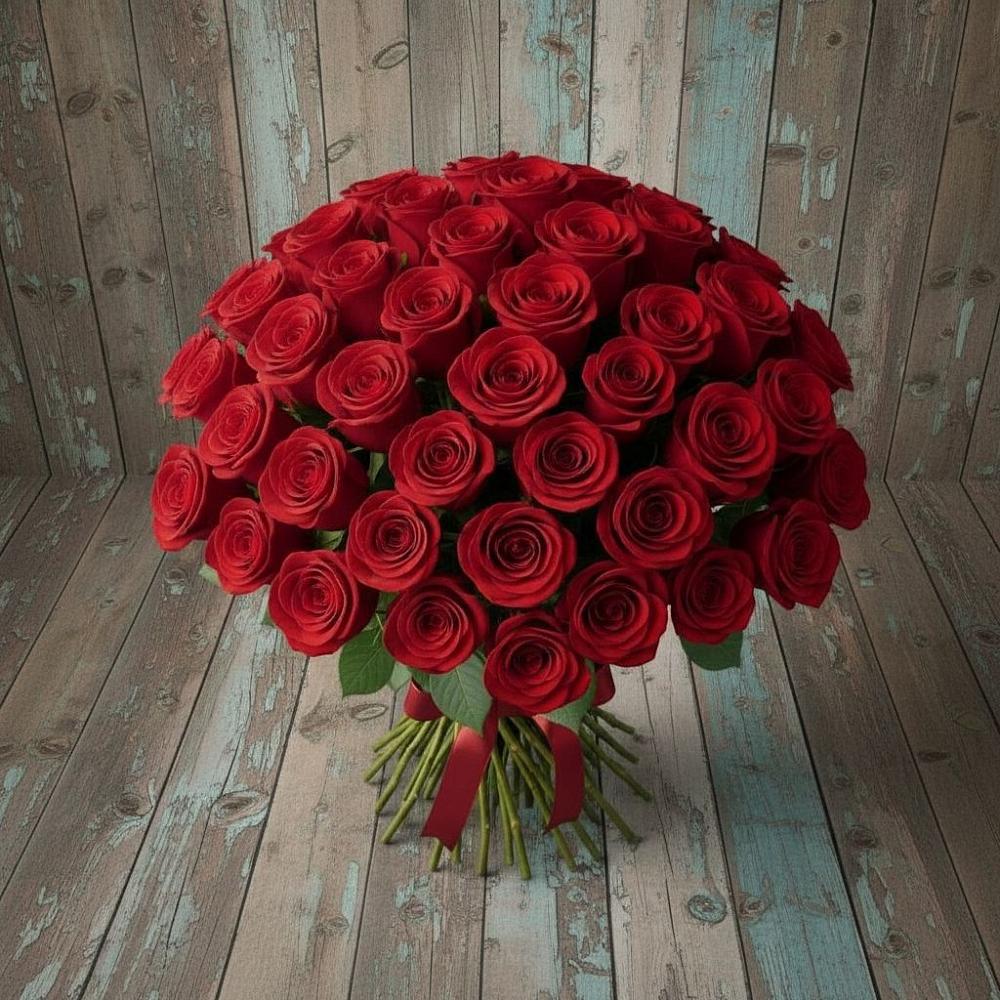 Букет 55 Красных роз Фридом в Молодежном