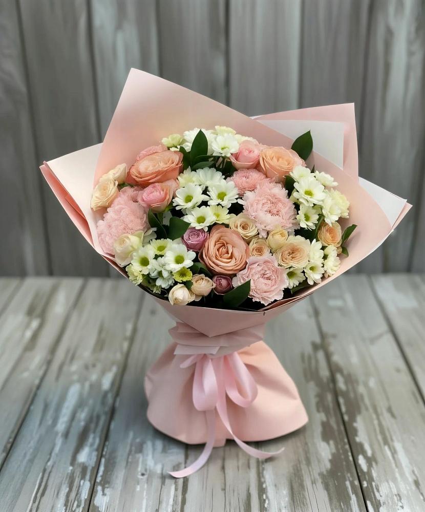 Букет цветов из: Гвоздики, Розы и Хризантемы в Молодежном