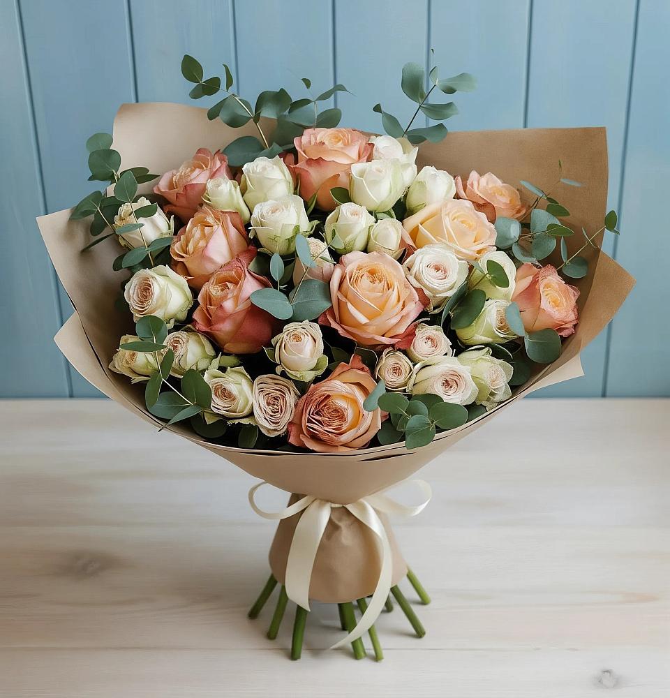 Букет цветов из: Альстромерии и Розы в Молодежном