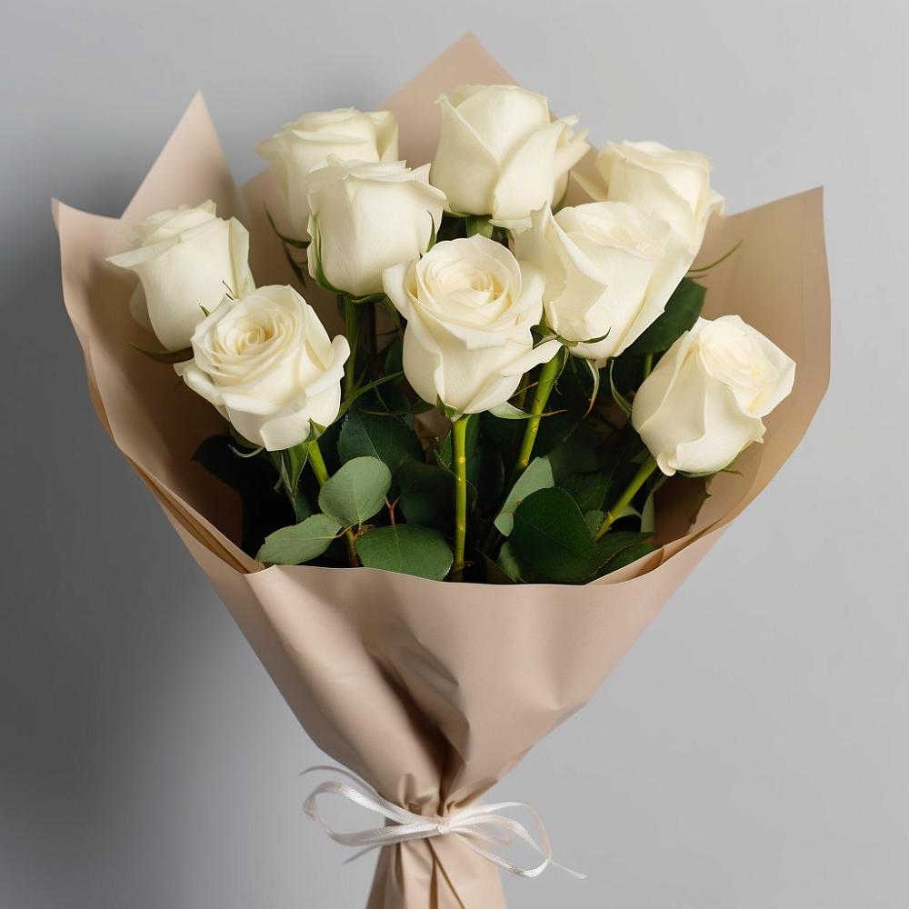 Букет 9 Белых роз Эдлесс Лав в Молодежном