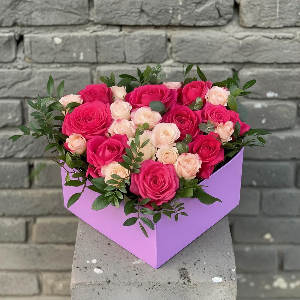 Цветочная композиция из Розы в коробке в Молодежном