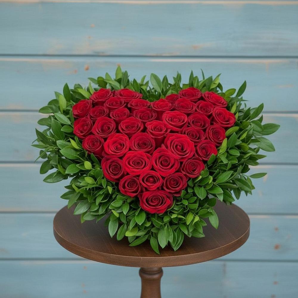 Цветочная композиция из Розы в виде сердца в Молодежном