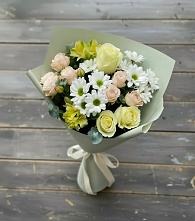 Букет цветов из:  Альстромерии, Розы и Хризантемы #REPLACE_PRED# Молодежном